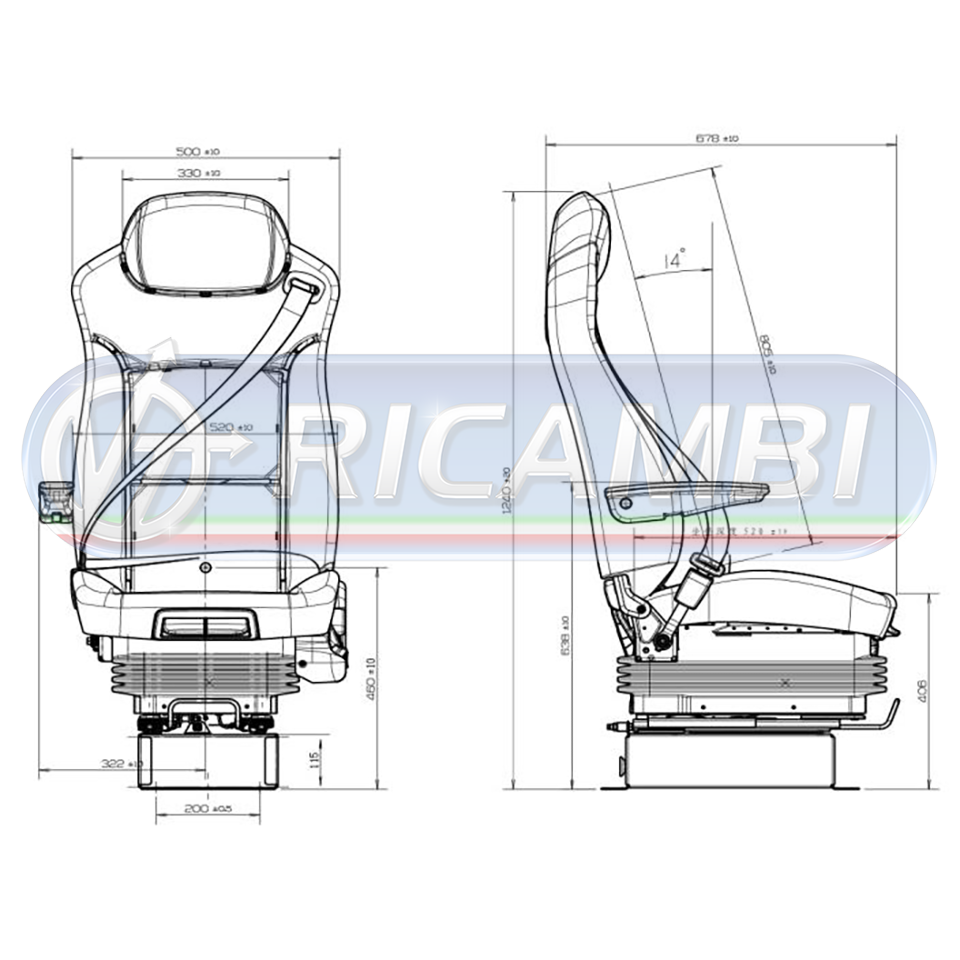 SEDILE PNEUMATICO UNIVERSALE HIGHWAY RISCALDATO/VENTILATO