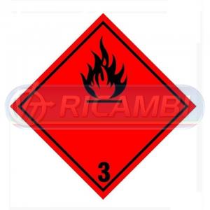 ADESIVO ADR 300X300 CL3 LIQUIDI INFIAMMABILI NERO SFONDO ROSSO