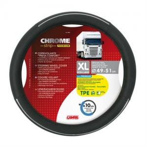 COPRIVOLANTE XL 49-51 CM CHROME ECOPELLE TRAF. NERO