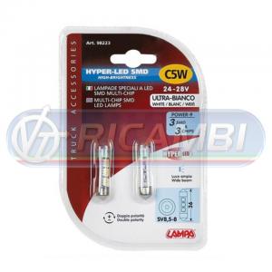LAMPADINA SILURO 24V 36 mm HYPER LED COPPIA